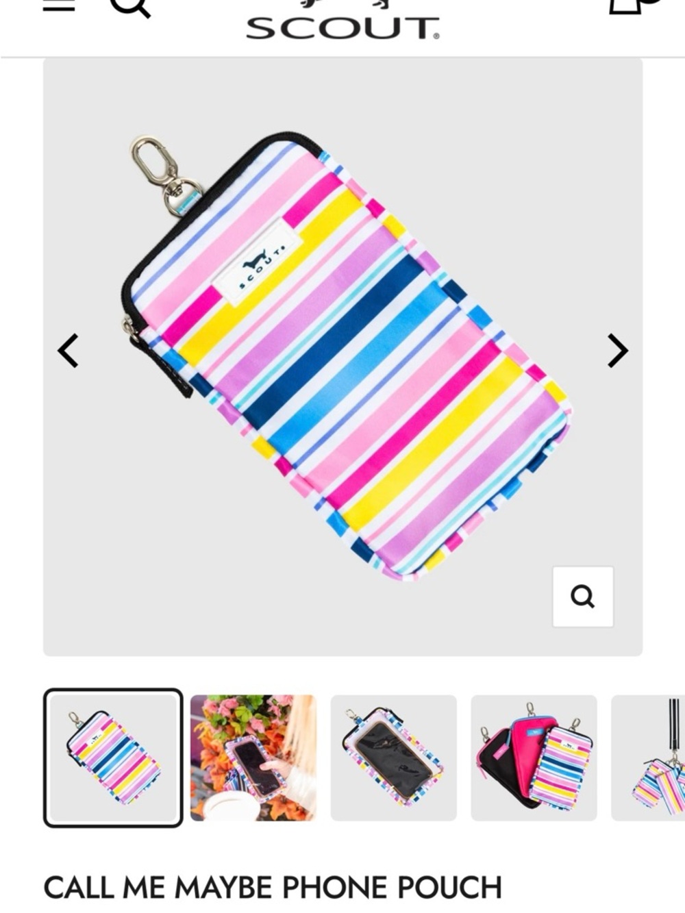 Scout Multicolor Striped Phone Pouch - Pink, Blue & Yellow